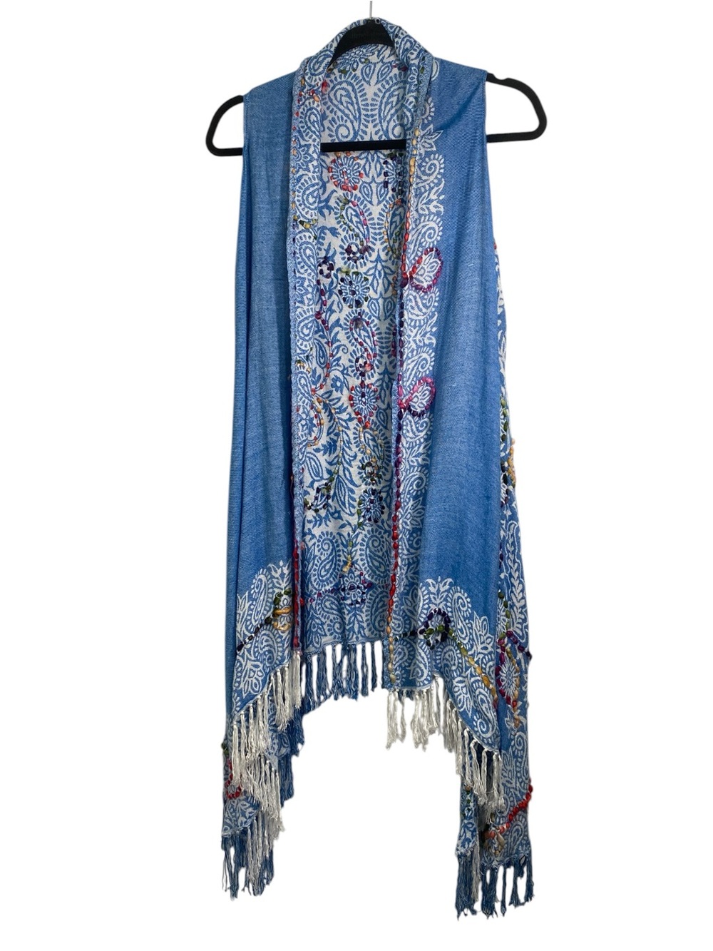 Embroidered and Fringed Kimono